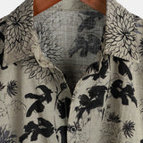 Short-Sleeve Retro Floral Print Shirt