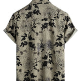 Men's Vintage Cotton Shirt with Short Sleeve in Retro Floral Pattern