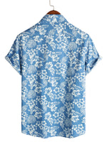 Aloha Short Sleeve Shirt in Blue Tropical Floral Pattern for Men