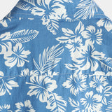 Tropical Blue Leaves Button-Up Short-Sleeve Beach Shirt, Aloha Resort