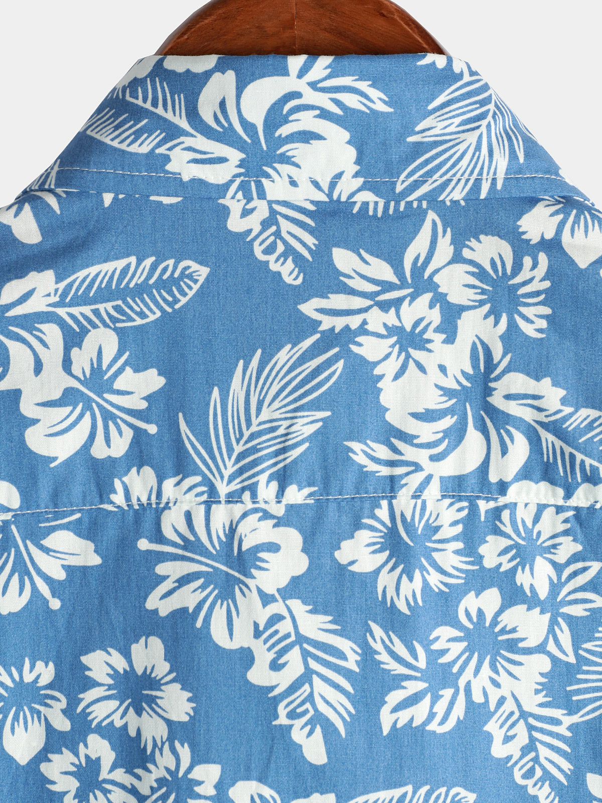 Tropical Blue Leaves Button-Up Short-Sleeve Beach Shirt, Aloha Resort