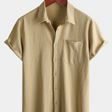 Hawaiian Striped Shirt with Pocket, Short-Sleeve Button Shirt, Perfect for Summer and Beach