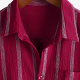 Hawaiian Striped Shirt with Pocket, Short-Sleeve Button Shirt, Perfect for Summer and Beach
