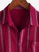 Hawaiian Striped Shirt with Pocket, Short-Sleeve Button Shirt, Perfect for Summer and Beach