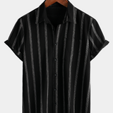 Hawaiian Striped Shirt with Pocket, Short-Sleeve Button Shirt, Perfect for Summer and Beach
