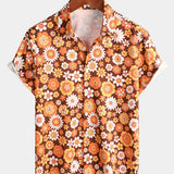 Vintage Floral Button-Up Short-Sleeve Beach Disco Summer 70s Retro Hawaiian Shirt
