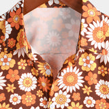 Vintage Floral Button-Up Short-Sleeve Beach Disco Summer 70s Retro Hawaiian Shirt