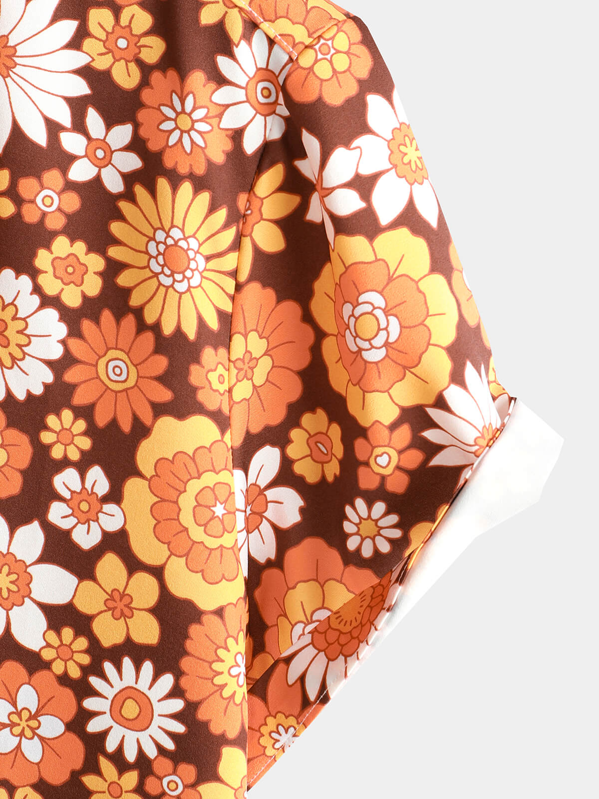 Vintage Floral Button-Up Short-Sleeve Beach Disco Summer 70s Retro Hawaiian Shirt
