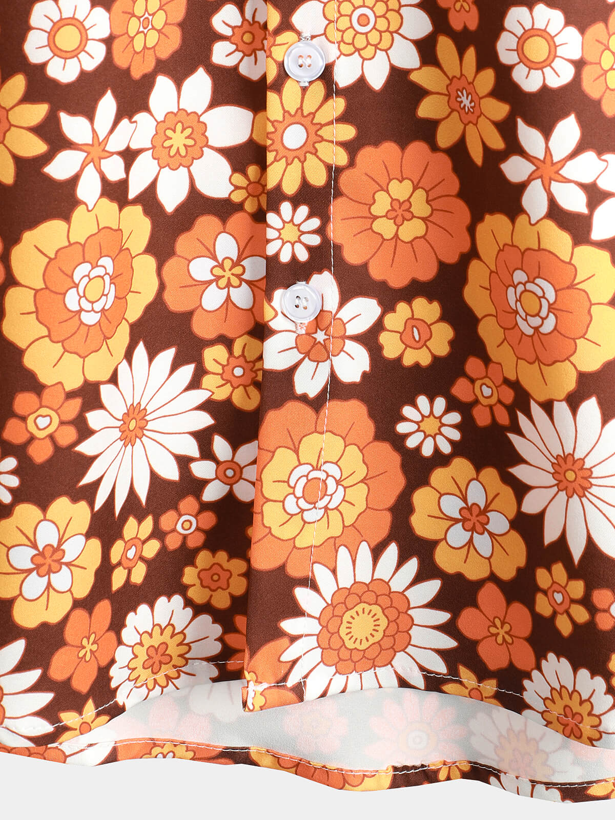 Vintage Floral Button-Up Short-Sleeve Beach Disco Summer 70s Retro Hawaiian Shirt