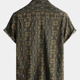 Retro Button-Up Short Sleeve Vintage Summer Shirt, 1970s Style