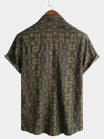 Retro Button-Up Short Sleeve Vintage Summer Shirt, 1970s Style