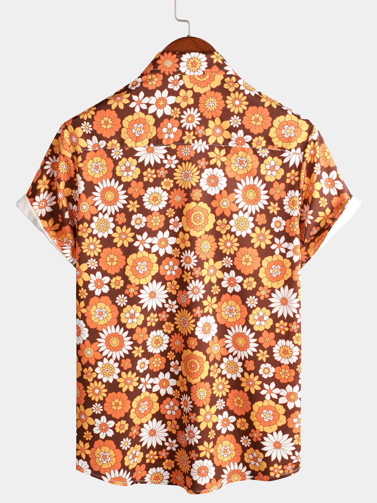 Vintage Floral Button-Up Short-Sleeve Beach Disco Summer 70s Retro Hawaiian Shirt