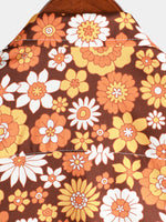 Vintage Floral Button-Up Short-Sleeve Beach Disco Summer 70s Retro Hawaiian Shirt