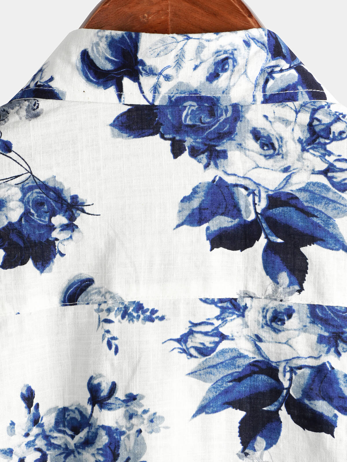 Button-Up Hawaiian Blue Floral Print Short Sleeve Shirt