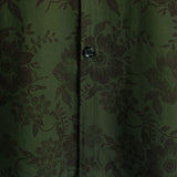 Button-Up Short Sleeve Shirt, Dark Green Floral Print, Vintage Hawaiian, Soft, Beach Vacation