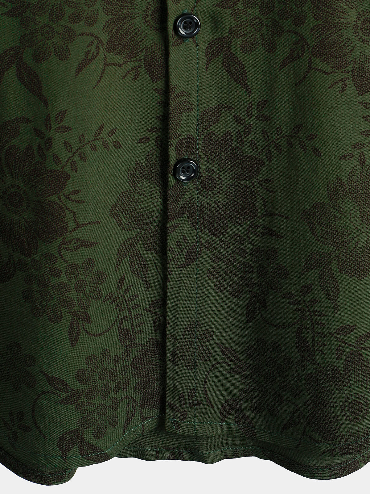 Button-Up Short Sleeve Shirt, Dark Green Floral Print, Vintage Hawaiian, Soft, Beach Vacation