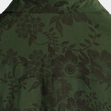Button-Up Short Sleeve Shirt, Dark Green Floral Print, Vintage Hawaiian, Soft, Beach Vacation