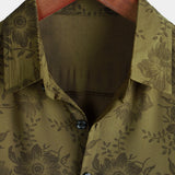Vintage Green Floral Button-Up Short Sleeve Summer Shirt