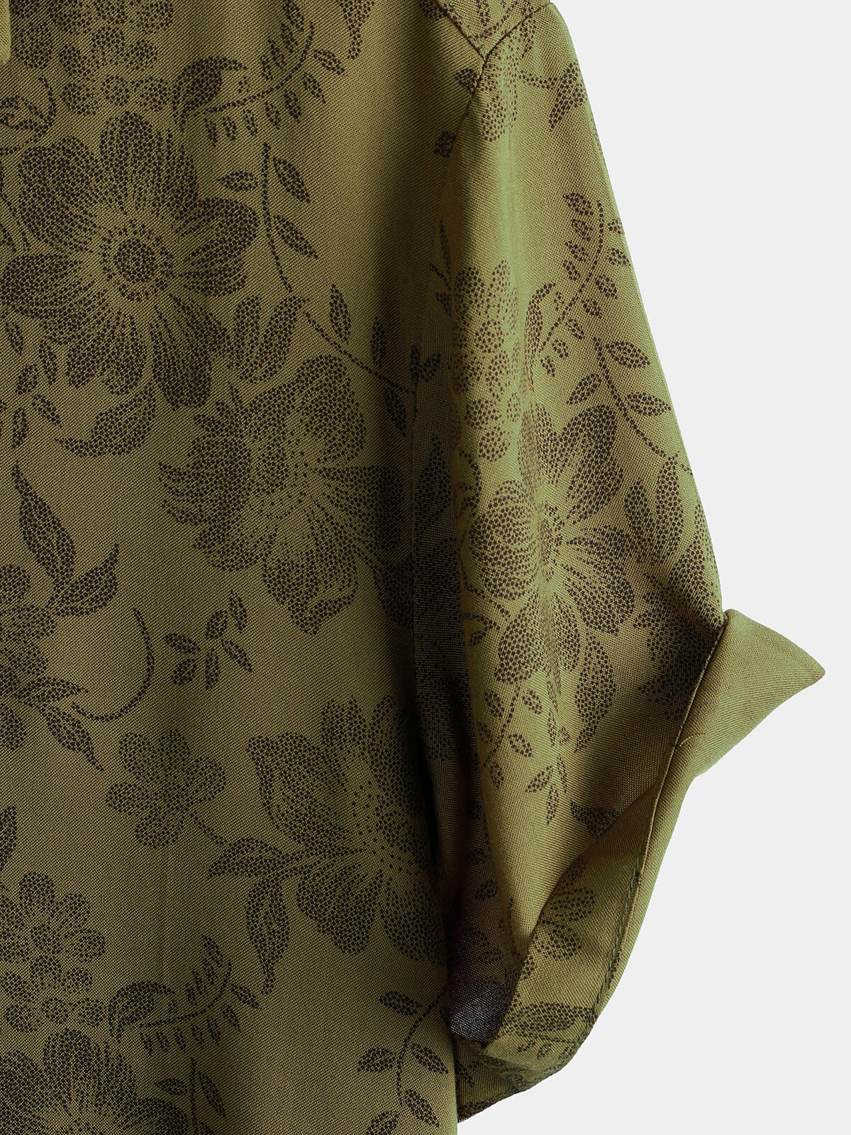 Vintage Green Floral Button-Up Short Sleeve Summer Shirt