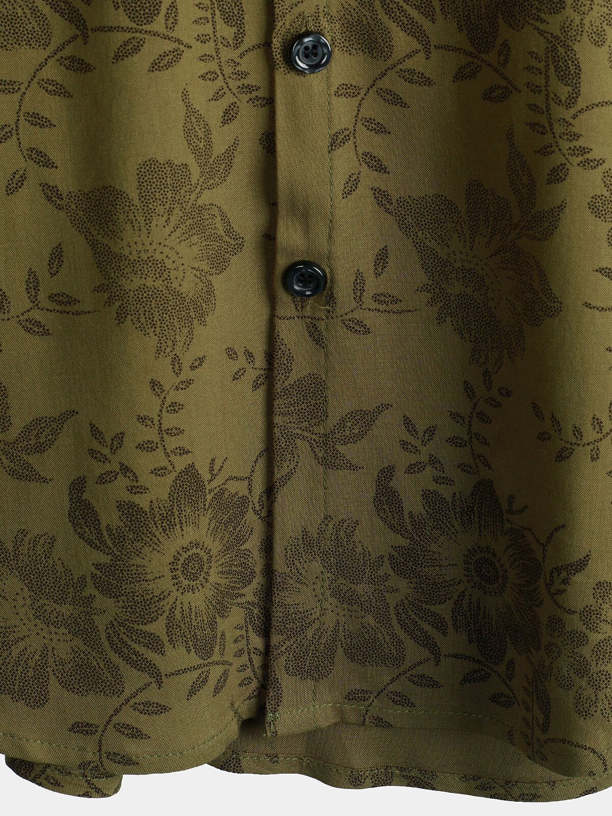 Vintage Green Floral Button-Up Short Sleeve Summer Shirt