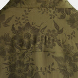 Vintage Green Floral Button-Up Short Sleeve Summer Shirt