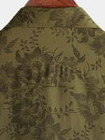 Vintage Green Floral Button-Up Short Sleeve Summer Shirt