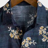 Men's Casual Cotton Shirt with Short Sleeve in Floral Pattern