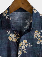 Men's Casual Cotton Shirt with Short Sleeve in Floral Pattern