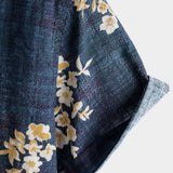 Men's Casual Cotton Shirt with Short Sleeve in Floral Pattern