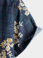Men's Casual Cotton Shirt with Short Sleeve in Floral Pattern
