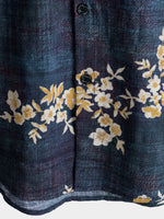 Men's Casual Cotton Shirt with Short Sleeve in Floral Pattern