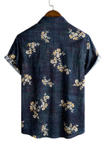 Men's Casual Cotton Shirt with Short Sleeve in Floral Pattern