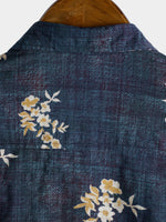 Men's Casual Cotton Shirt with Short Sleeve in Floral Pattern