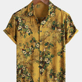 Button-Up Short Sleeve Shirt, Vintage, Casual, Soft, Floral