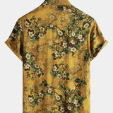 Button-Up Short Sleeve Shirt, Vintage, Casual, Soft, Floral