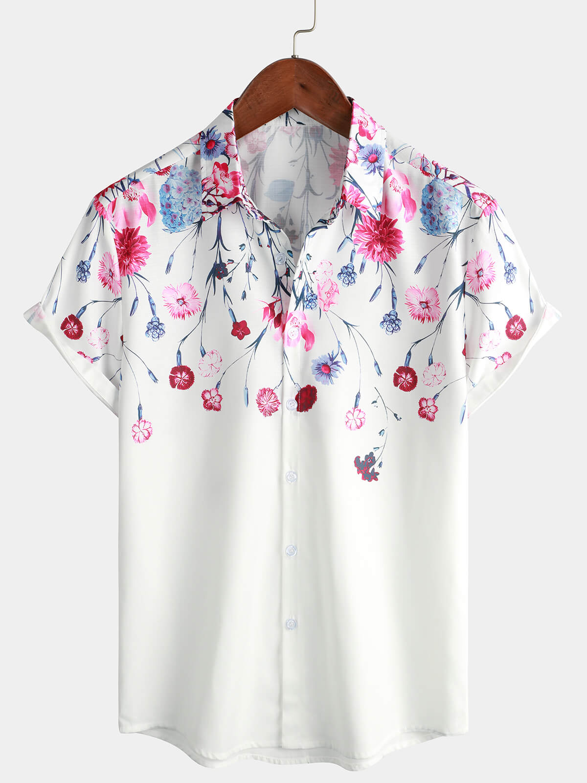 Floral Print Button-Up Short-Sleeve Summer Cruise Shirt