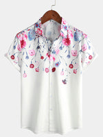 Floral Print Button-Up Short-Sleeve Summer Cruise Shirt