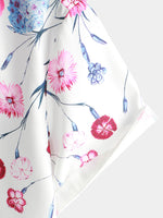 Floral Print Button-Up Short-Sleeve Summer Cruise Shirt