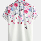 Floral Print Button-Up Short-Sleeve Summer Cruise Shirt