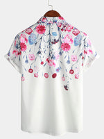 Floral Print Button-Up Short-Sleeve Summer Cruise Shirt