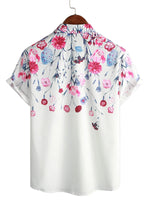 Floral Cotton Shirts for Men, Summer Shirt with Floral Pattern and Short Sleeve