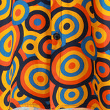 Retro Orange Button-Up Shirt, 1970s Vintage Geometric Circle Print