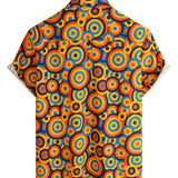 Vintage Shirt with Geometric Pattern in Orange from the 70s for Men with Buttons