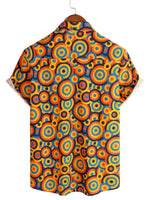 Vintage Shirt with Geometric Pattern in Orange from the 70s for Men with Buttons