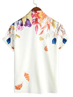 Men's Summer Cotton Shirt with Flowers, Short Sleeves, with Buttons, for Vacation