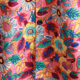 Pink Floral 100% Breathable Summer Short-Sleeve Button-Up Hawaiian Shirt