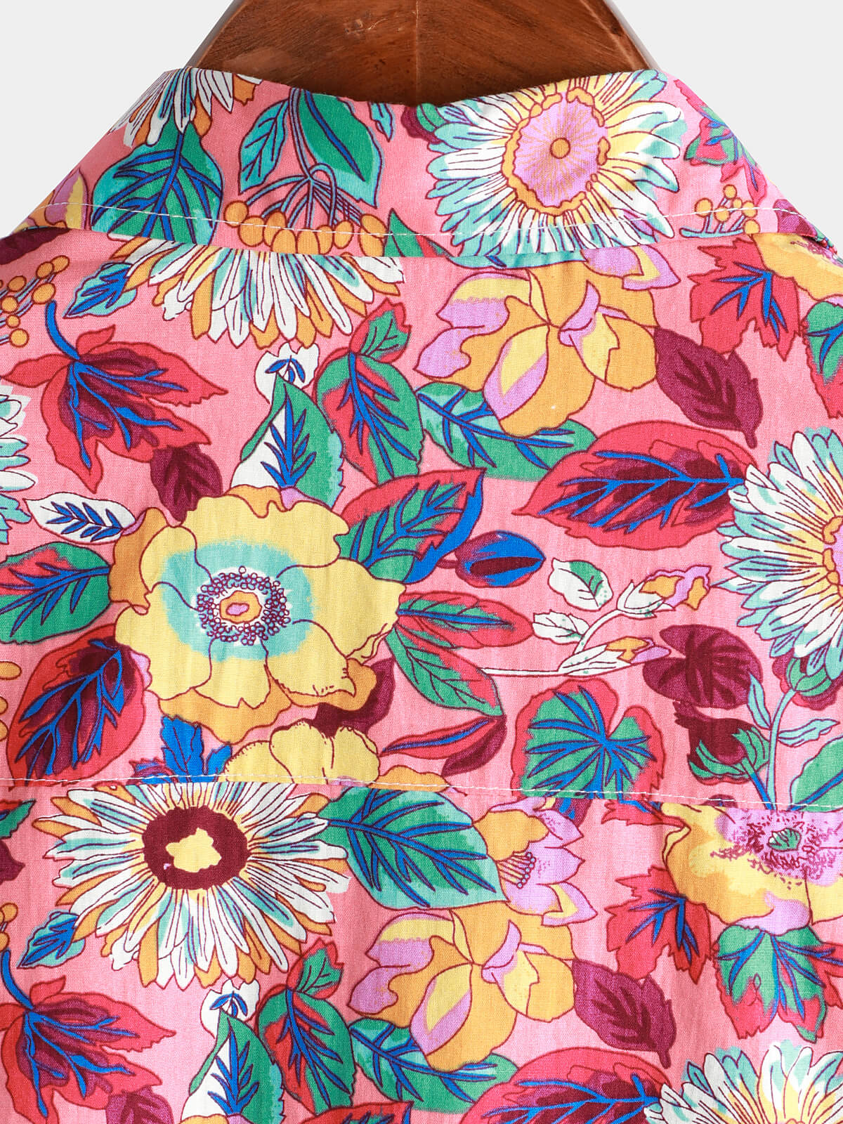 Pink Floral 100% Breathable Summer Short-Sleeve Button-Up Hawaiian Shirt