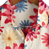 Men's Hawaiian Shirt with Short Sleeve in Daisy Flowers for Summer at the Beach