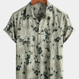 3-Pack | Brown Floral Print Short-Sleeve Breathable Button-Up Shirt