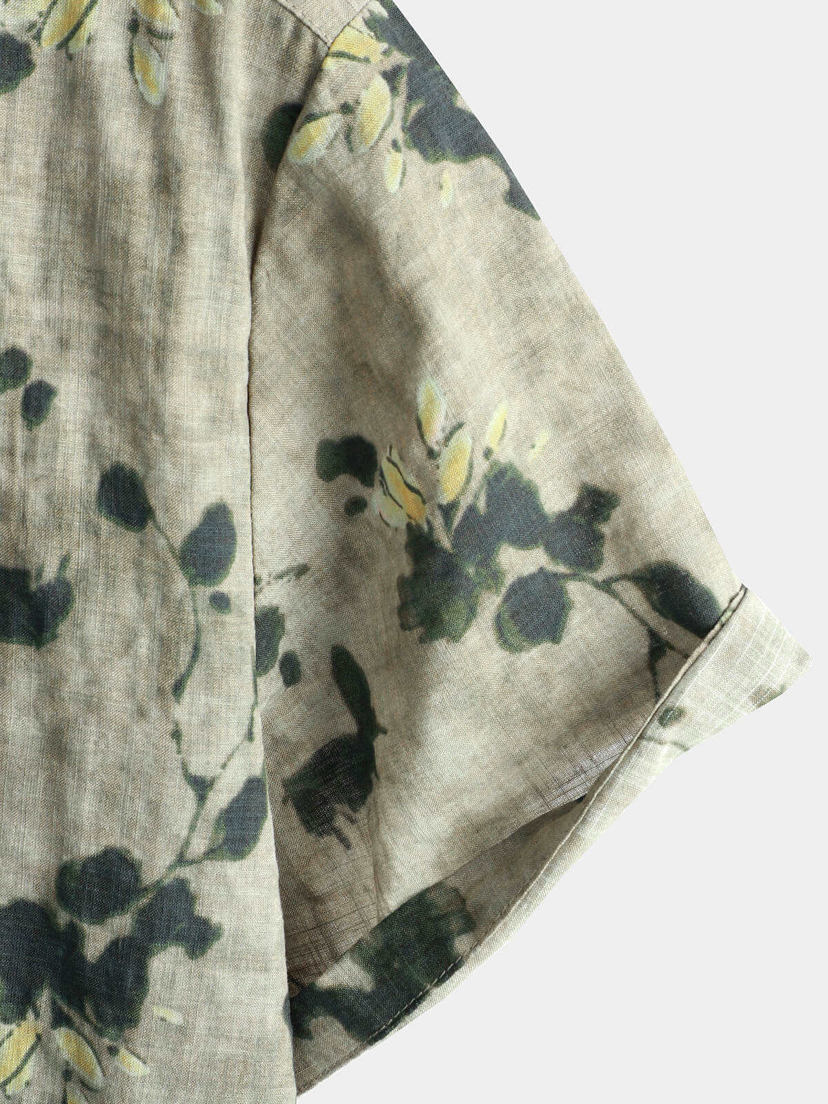 Grey Button-Up Short Sleeve Breathable Vintage Floral Shirt